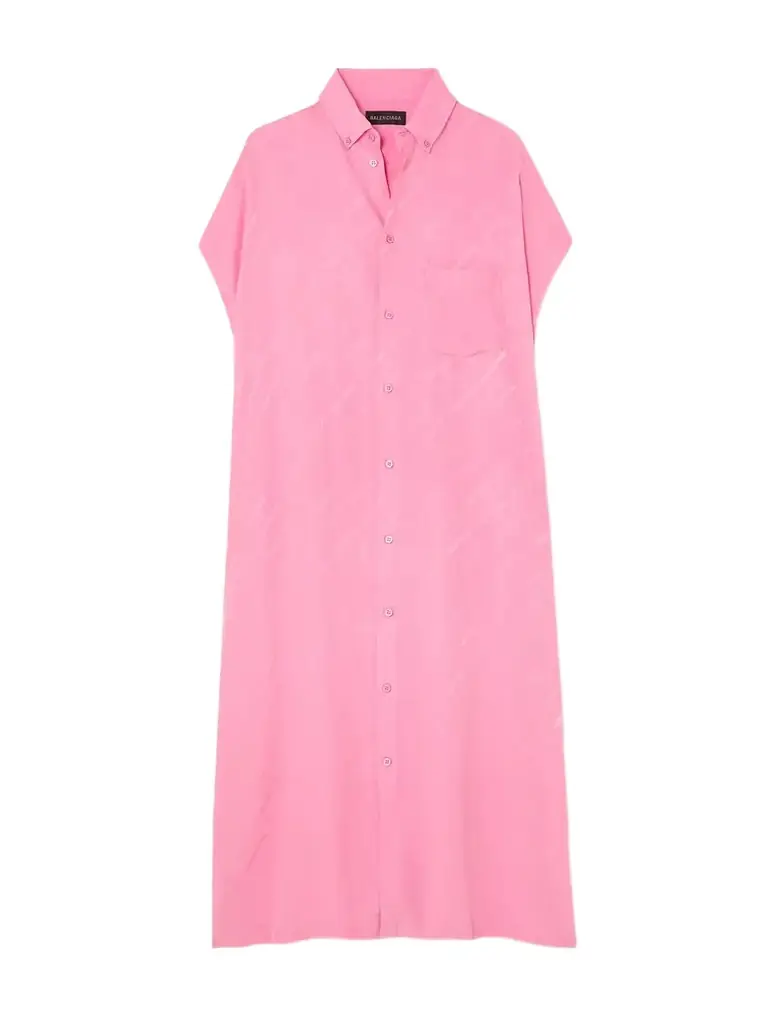 Balenciaga Silk Crepe De Chine-jacquard Maxi Shirt Dress | Image 1 Balenciaga Silk Crepe De Chine-jacquard Maxi Shirt Dress | Image 1