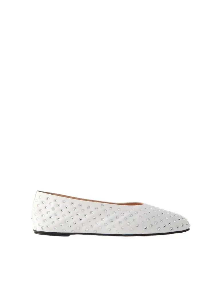 Crystal-embellished Satin Ballet Flats