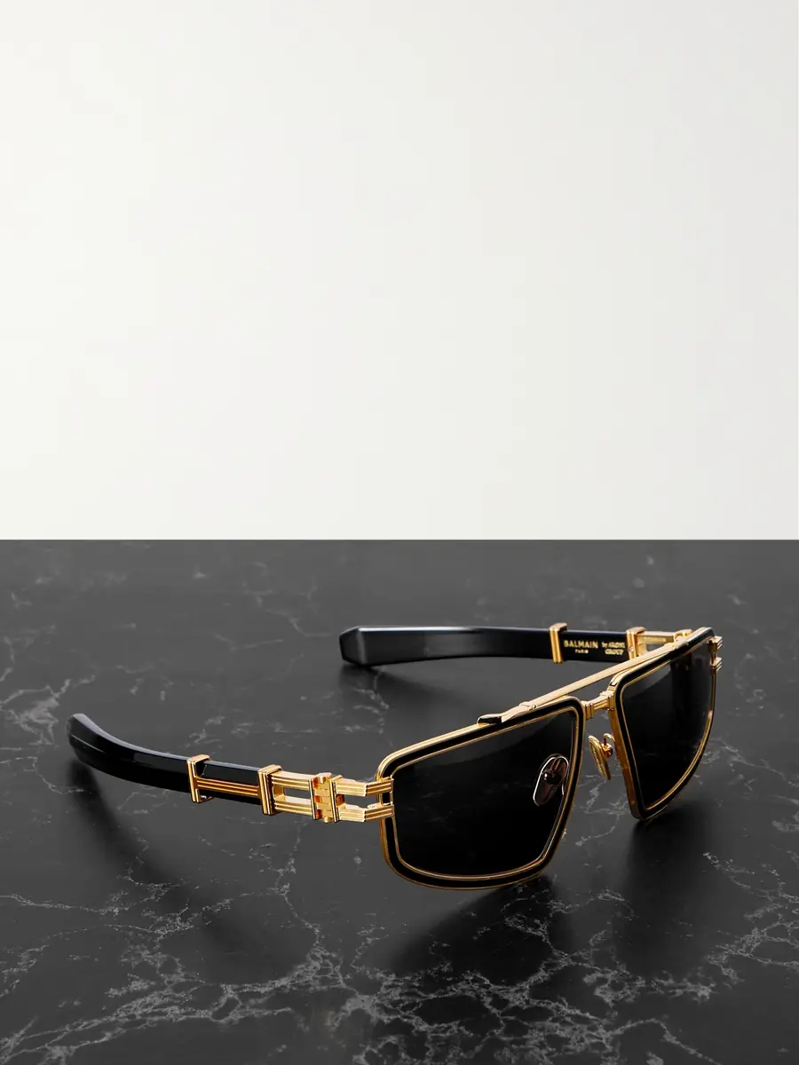 Balmain Titan Aviator-style Gold-tone And Acetate Sunglasses | Image 1 Balmain Titan Aviator-style Gold-tone And Acetate Sunglasses | Image 1