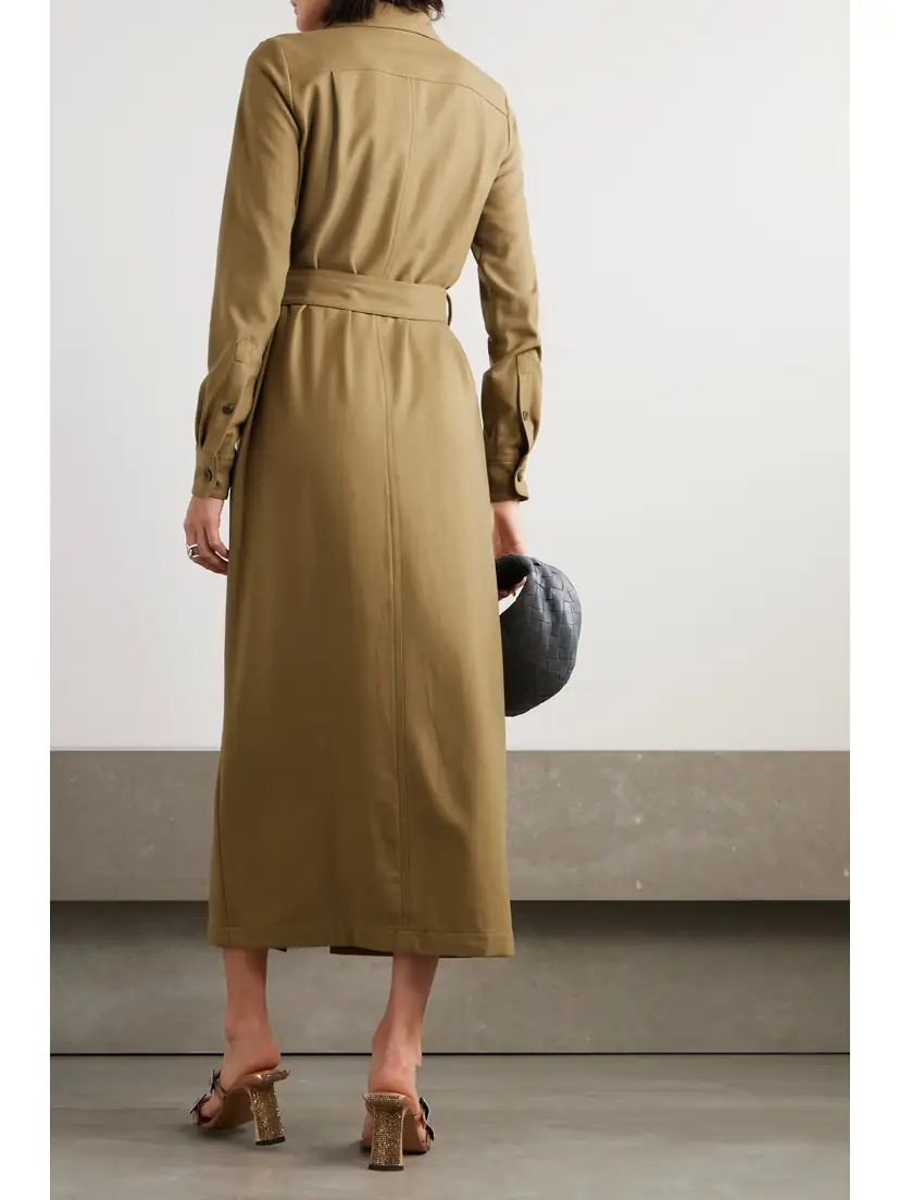 Dries Van Noten Belted Wool-blend Twill Midi Shirt Dress | Thumbnail 3