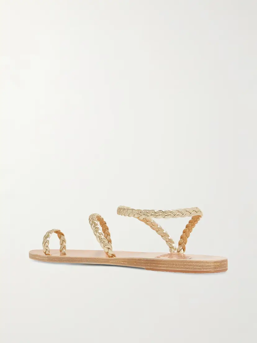 Ancient Greek Sandals Eleftheria Braided Metallic Leather Sandals | Thumbnail 3