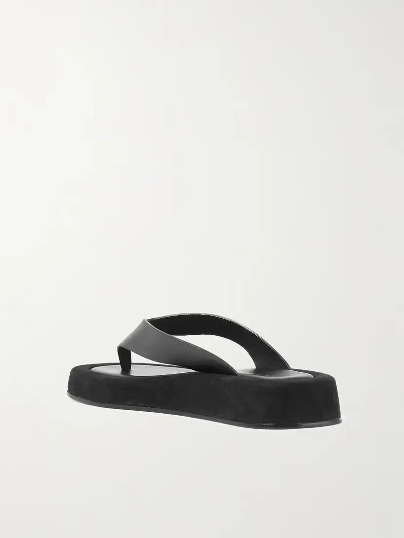 The Row Ginza Leather And Suede Platform Flip Flops | Thumbnail 3