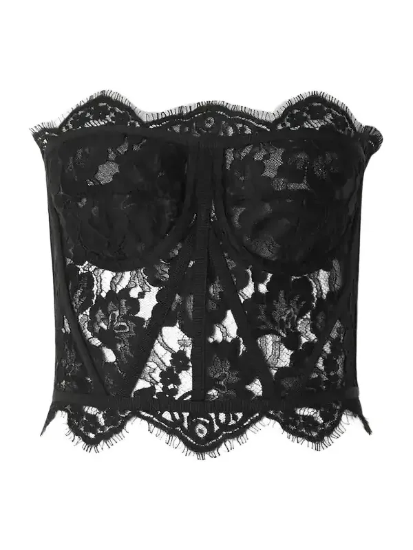 Grosgrain-trimmed Lace Bustier Top Grosgrain-trimmed Lace Bustier Top