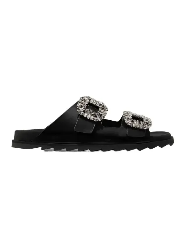 Slidy Viv Crystal-embellished Leather Slides