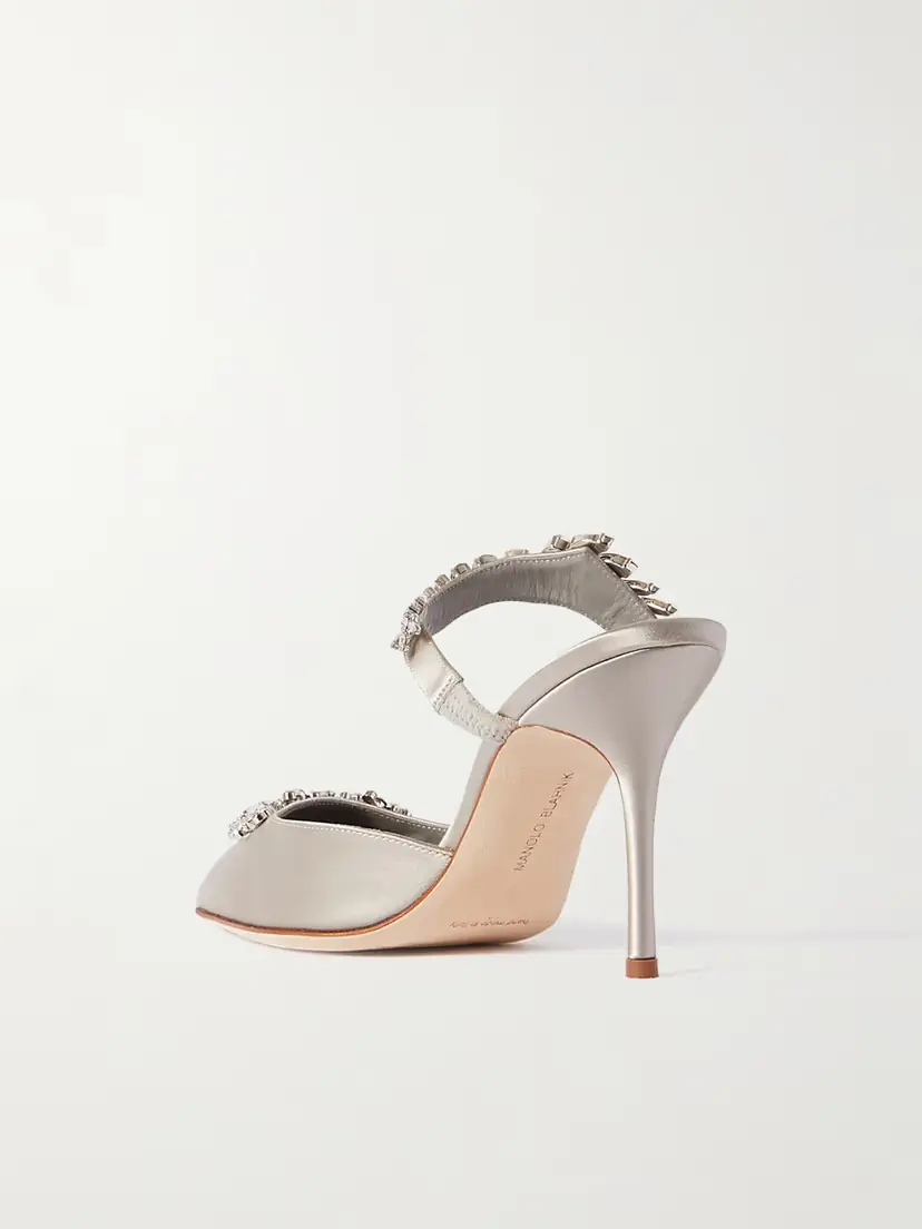 Manolo Blahnik Lurum 90 Crystal-embellished Satin Mules | Thumbnail 3