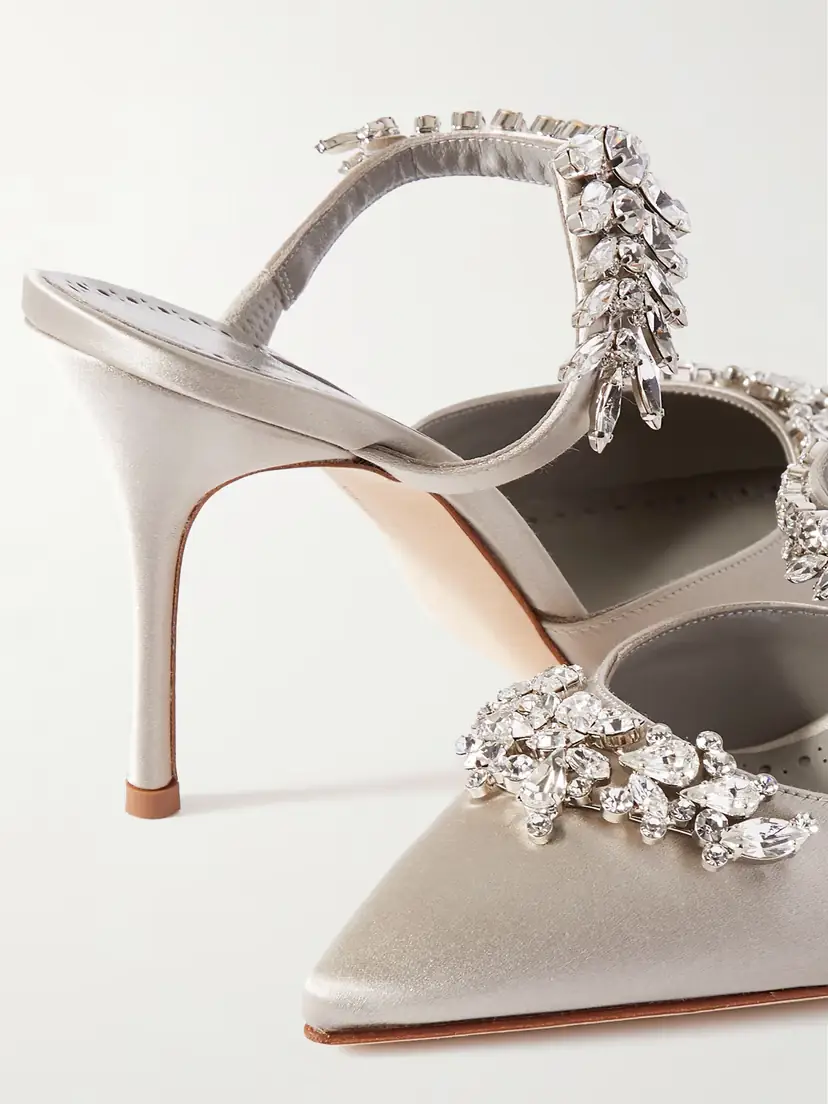 Manolo Blahnik Lurum 90 Crystal-embellished Satin Mules | Thumbnail 4
