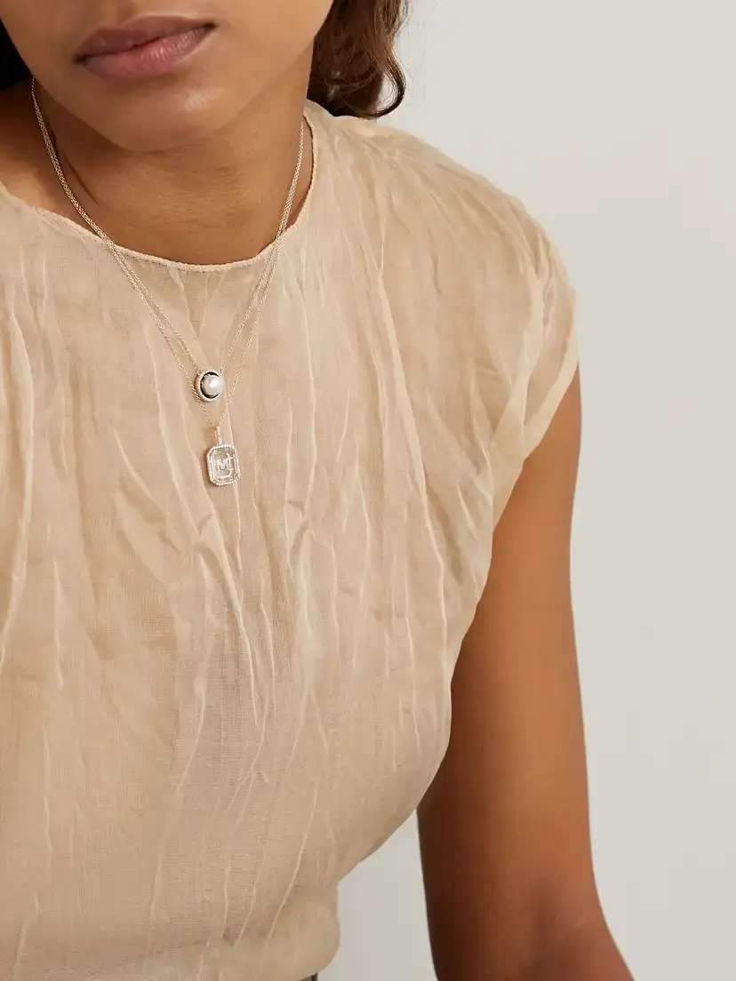 Mateo Initial 14-karat Gold, Quartz And Diamond Necklace | Thumbnail 2 Mateo Initial 14-karat Gold, Quartz And Diamond Necklace | Thumbnail 2