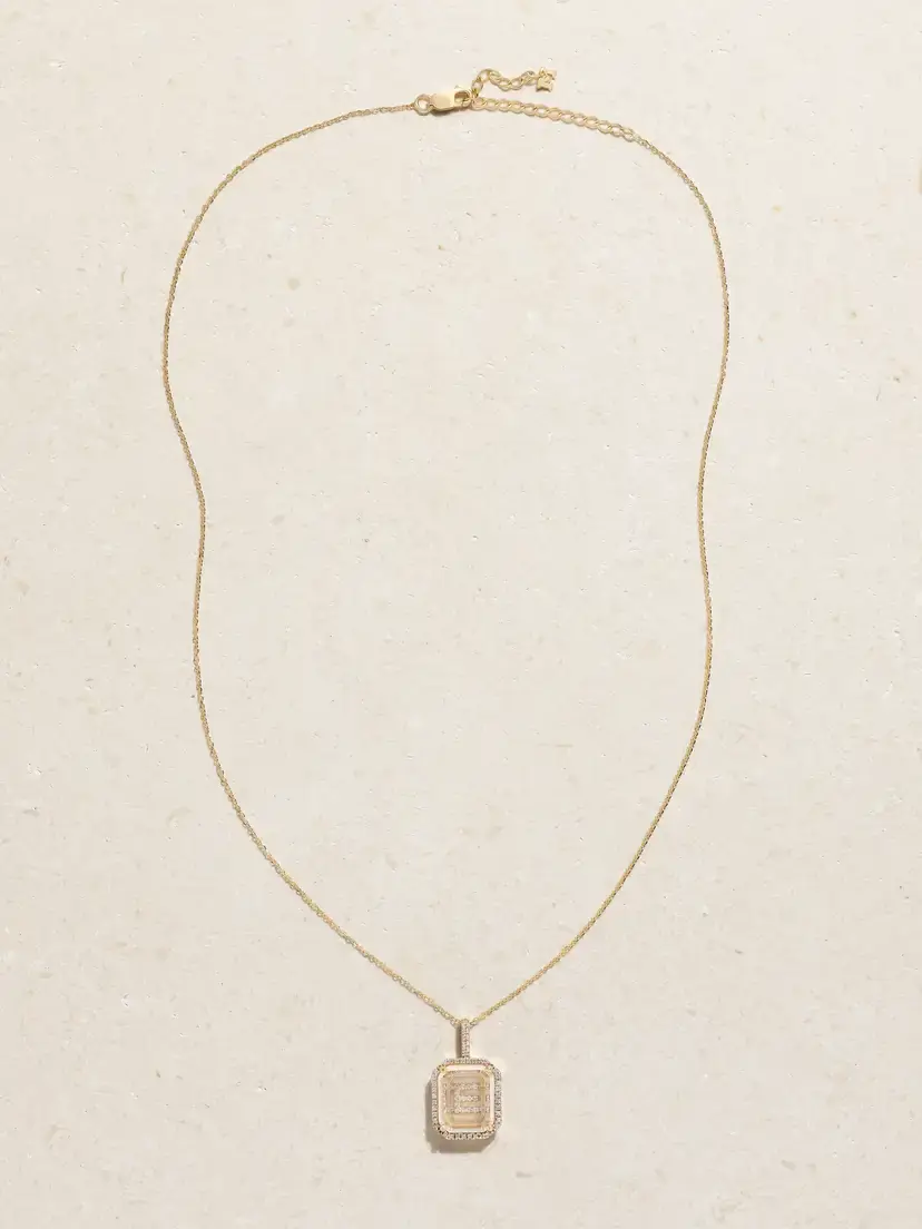 Mateo Initial 14-karat Gold, Quartz And Diamond Necklace | Thumbnail 4 Mateo Initial 14-karat Gold, Quartz And Diamond Necklace | Thumbnail 4