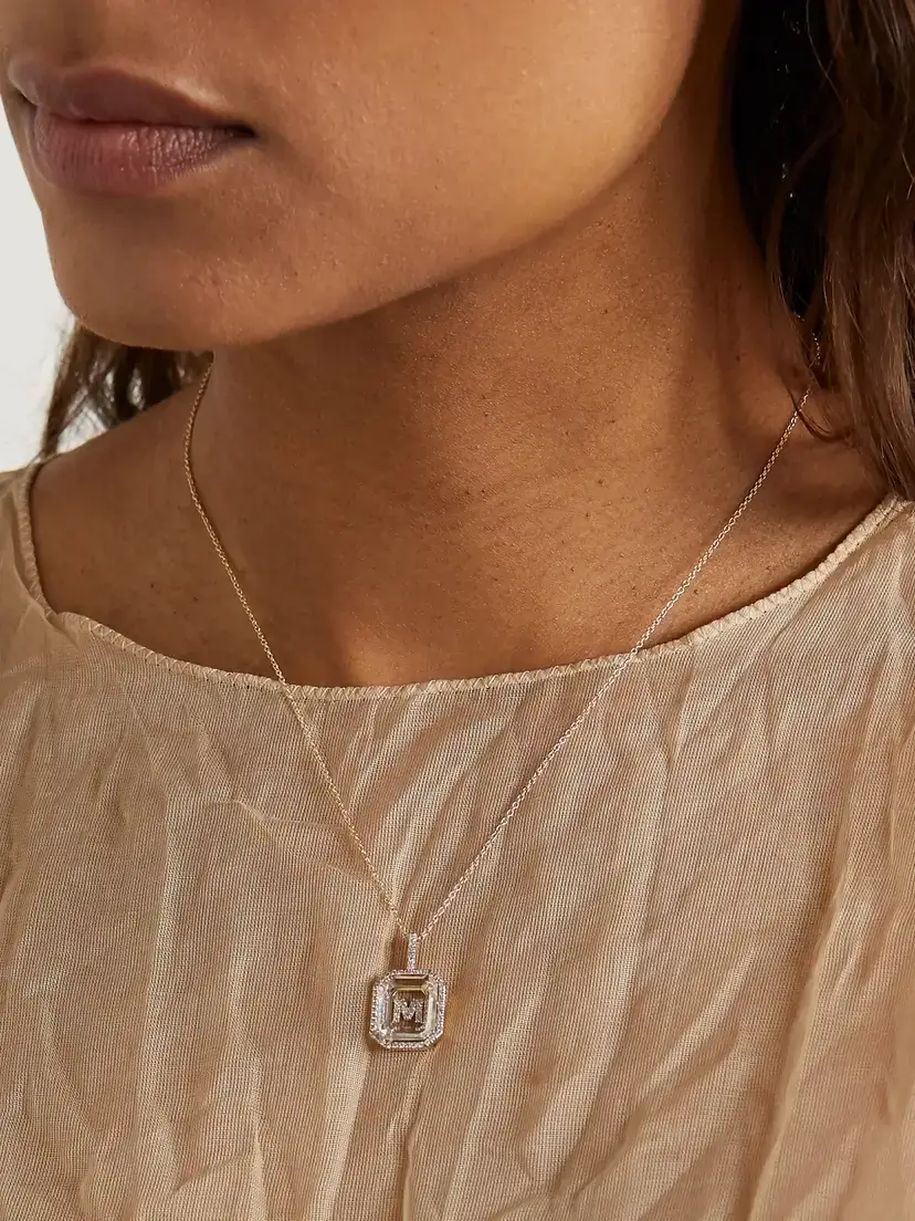 Mateo Initial 14-karat Gold, Quartz And Diamond Necklace | Thumbnail 5 Mateo Initial 14-karat Gold, Quartz And Diamond Necklace | Thumbnail 5