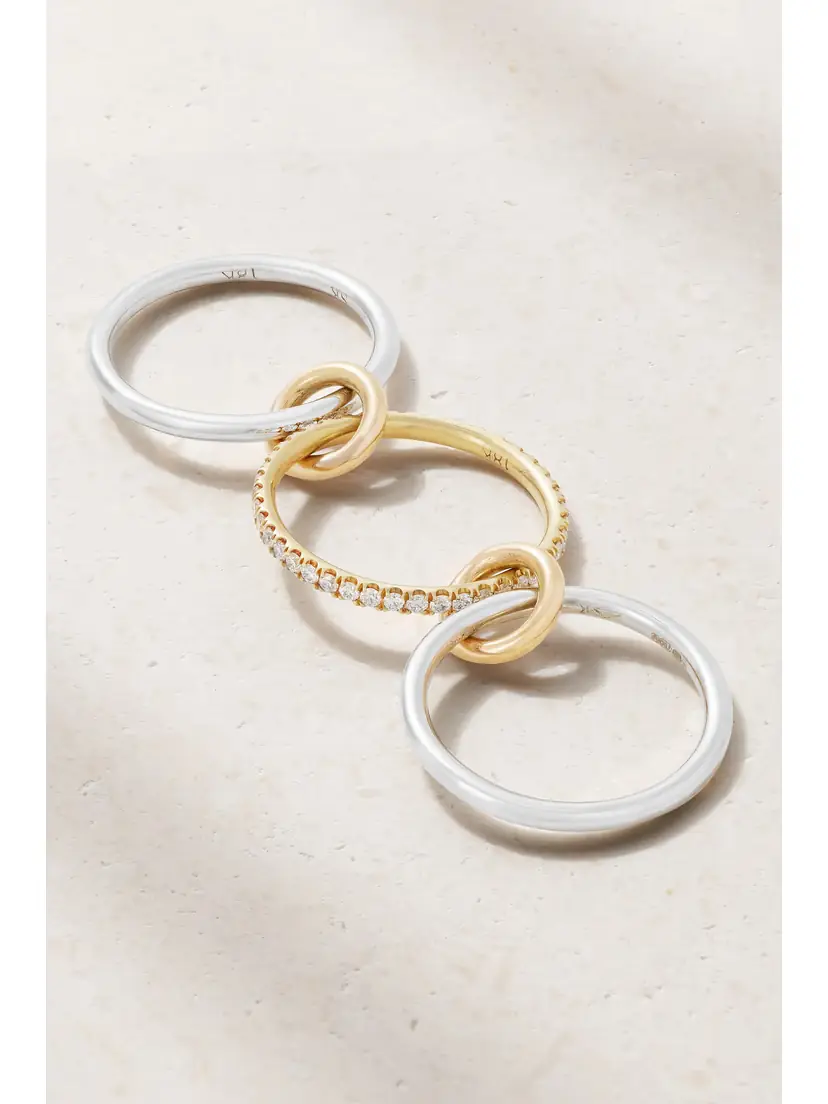 Spinelli Kilcollin Sonny Set Of Three 18-karat White, Yellow And Rose Gold Diamond Rings | Thumbnail 3 Spinelli Kilcollin Sonny Set Of Three 18-karat White, Yellow And Rose Gold Diamond Rings | Thumbnail 3