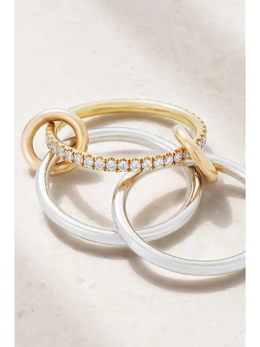 Spinelli Kilcollin Sonny Set Of Three 18-karat White, Yellow And Rose Gold Diamond Rings | Thumbnail 4 Spinelli Kilcollin Sonny Set Of Three 18-karat White, Yellow And Rose Gold Diamond Rings | Thumbnail 4