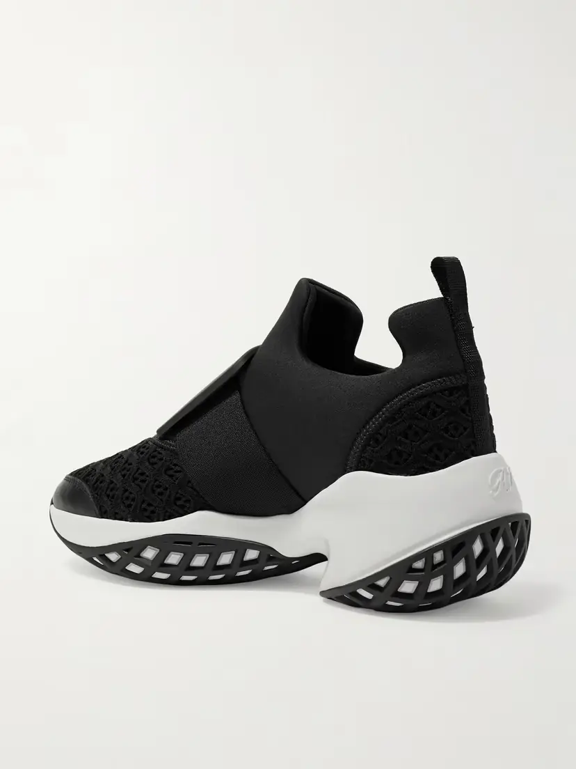 Roger Vivier Viv Run Mesh And Leather Sneakers - Black | Thumbnail 3