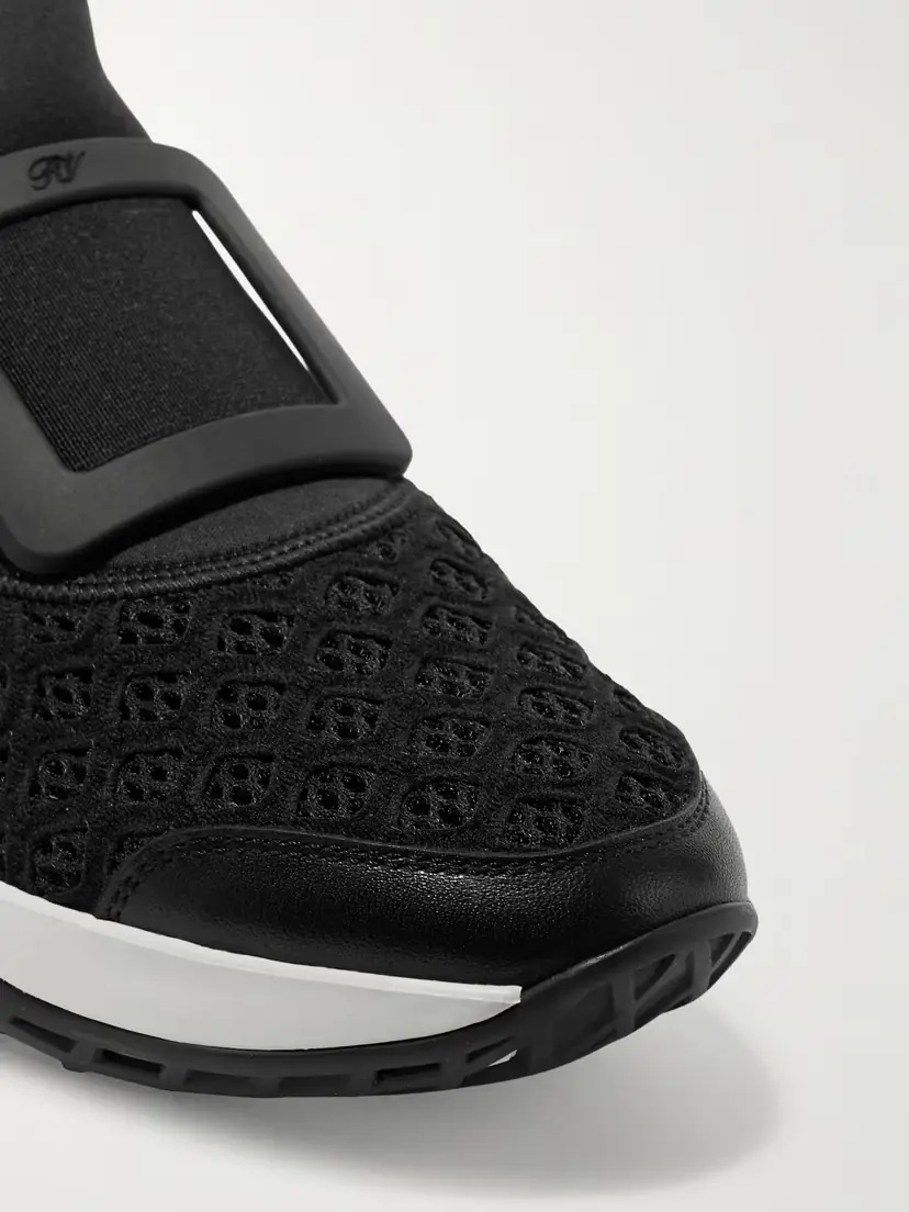 Roger Vivier Viv Run Mesh And Leather Sneakers - Black | Thumbnail 4