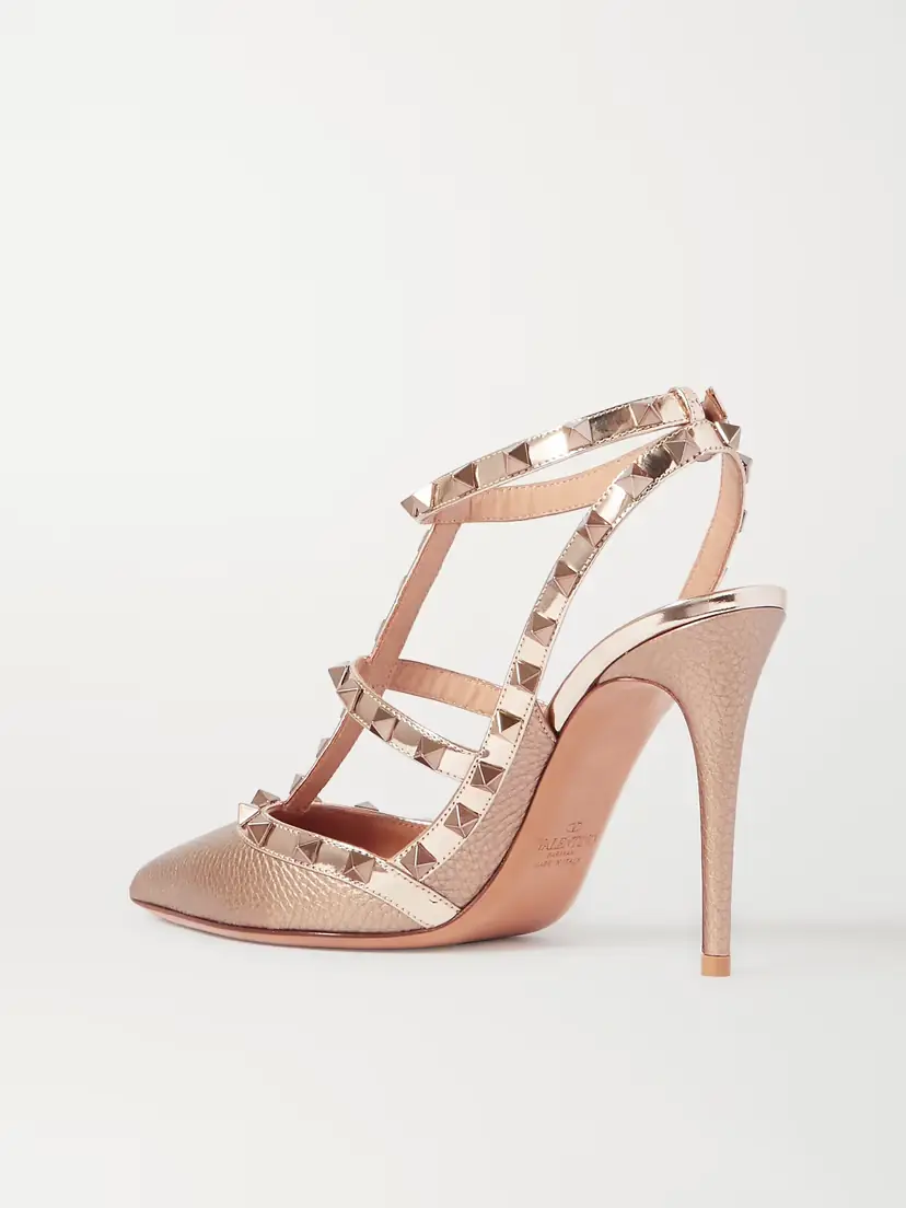 Valentino Garavani Rockstud Metallic Textured-leather Pumps | Thumbnail 3