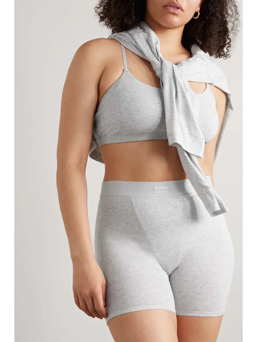 Skims Boyfriend Stretch-modal And Cotton-blend Jersey Boxer Shorts - Light Heather Grey | Thumbnail 5