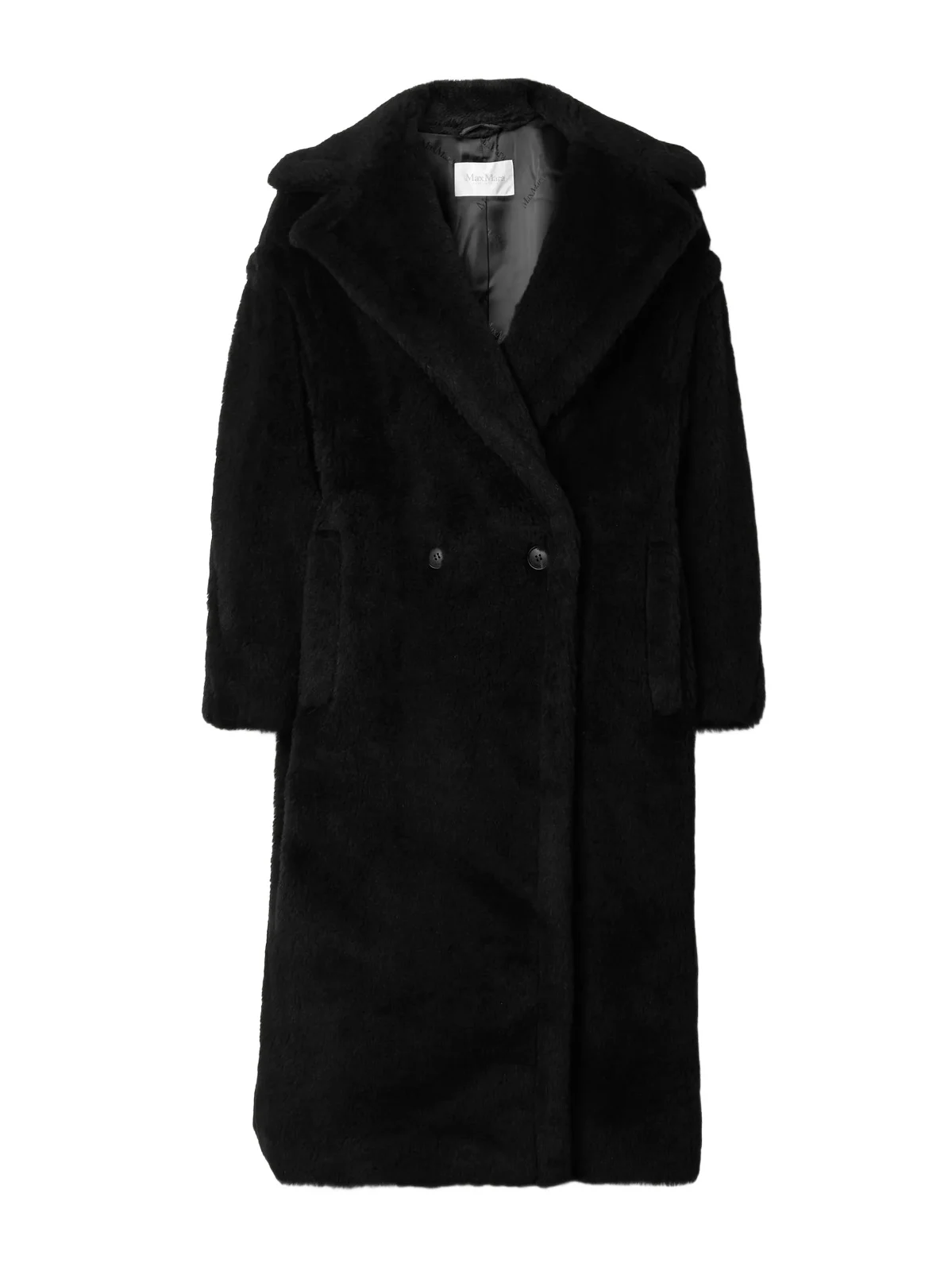 Max Mara Tedgirl Double-breasted Alpaca, Wool And Silk-blend Coat - Black
