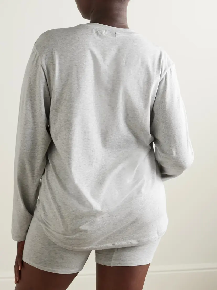 Skims Boyfriend Stretch-modal And Cotton-blend Jersey T-shirt - Light Heather Grey | Thumbnail 4 Skims Boyfriend Stretch-modal And Cotton-blend Jersey T-shirt - Light Heather Grey | Thumbnail 4