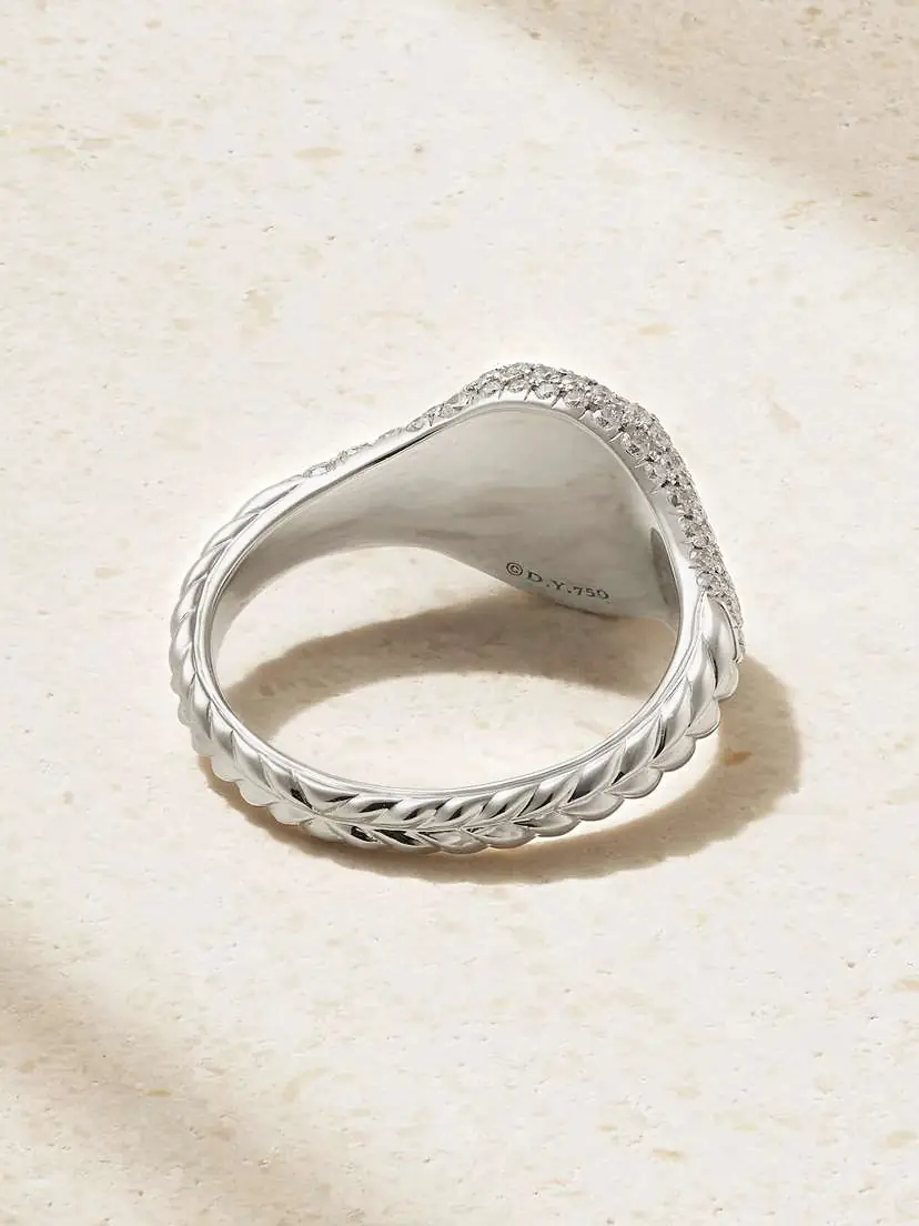 David Yurman Mini Chevron 18-karat White Gold Diamond Ring | Thumbnail 3 David Yurman Mini Chevron 18-karat White Gold Diamond Ring | Thumbnail 3