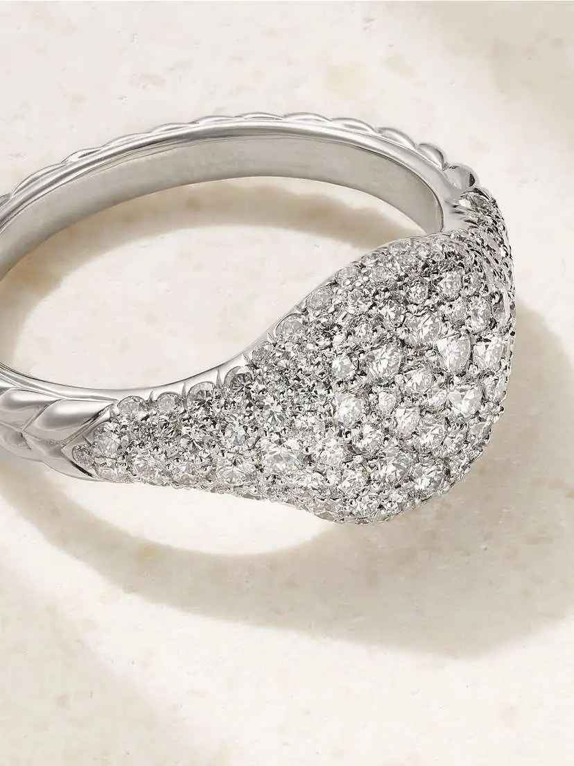 David Yurman Mini Chevron 18-karat White Gold Diamond Ring | Thumbnail 4 David Yurman Mini Chevron 18-karat White Gold Diamond Ring | Thumbnail 4