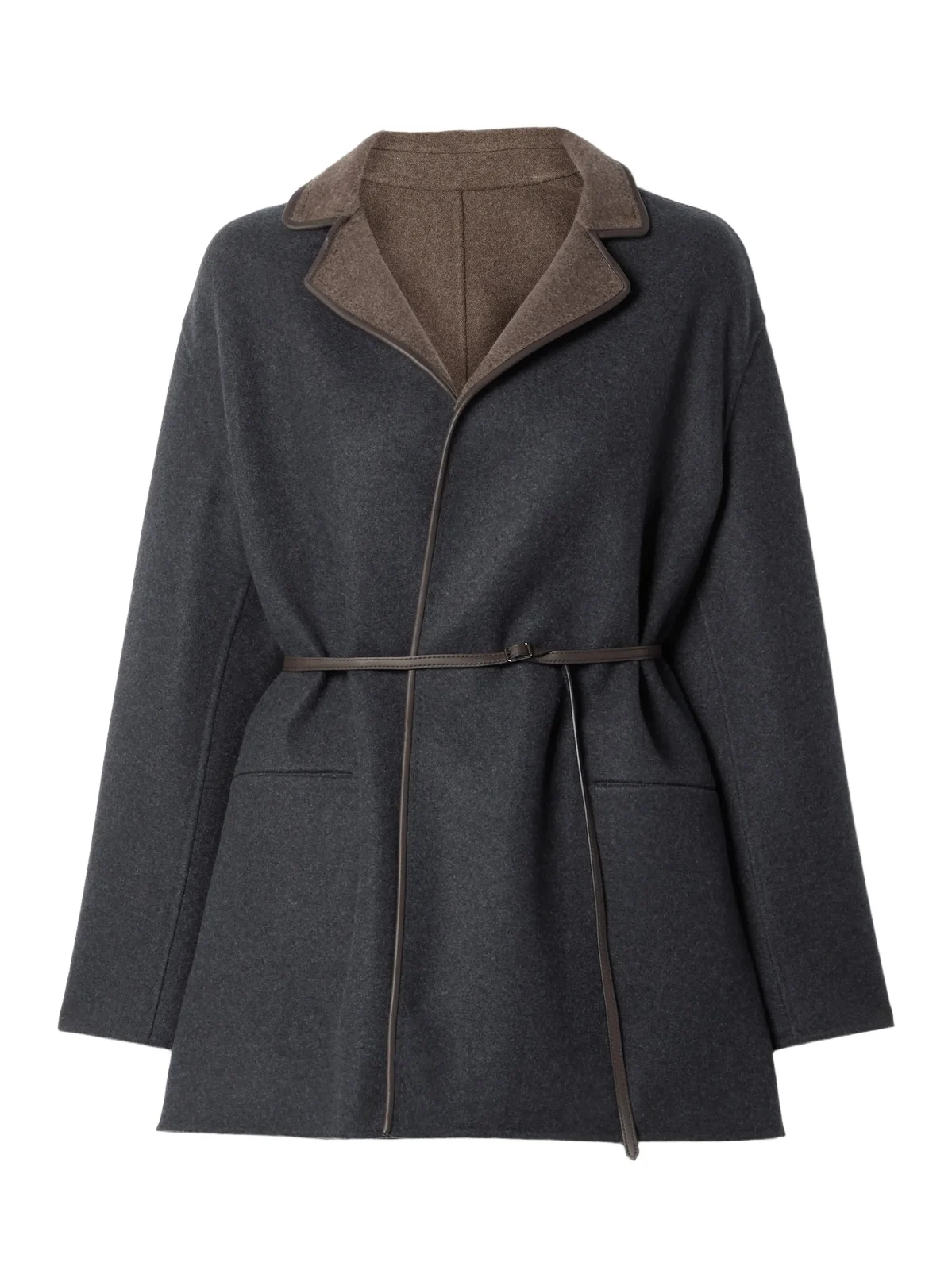 Jimi Reversible Belted Leather-trimmed Cashmere-blend Jacket Jimi Reversible Belted Leather-trimmed Cashmere-blend Jacket