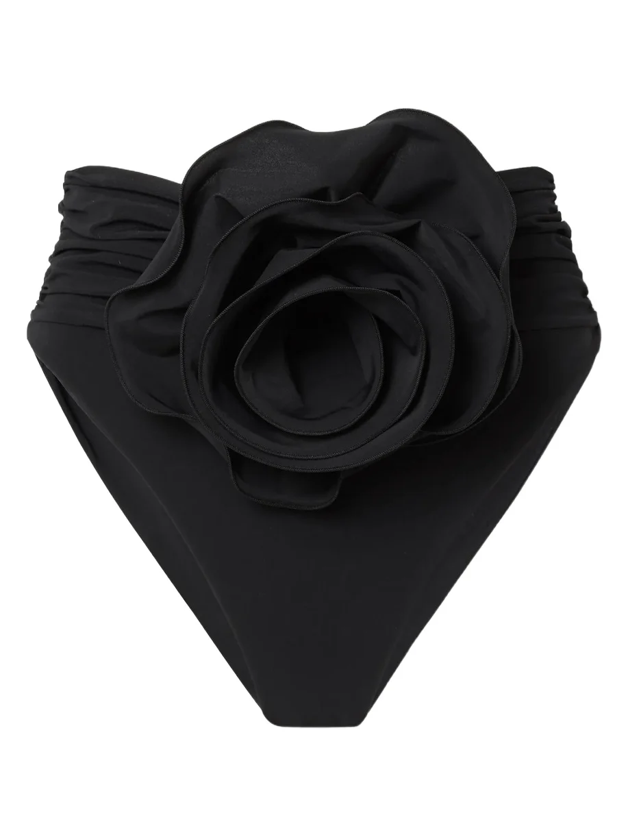 Appliquéd Ruched Bikini Briefs