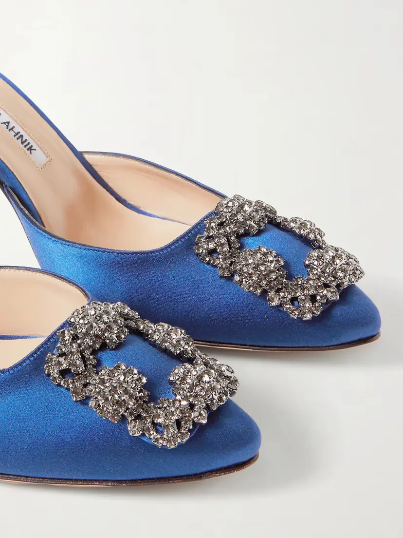 Manolo Blahnik Hangisimu 70 Embellished Satin Mules | Thumbnail 4 Manolo Blahnik Hangisimu 70 Embellished Satin Mules | Thumbnail 4
