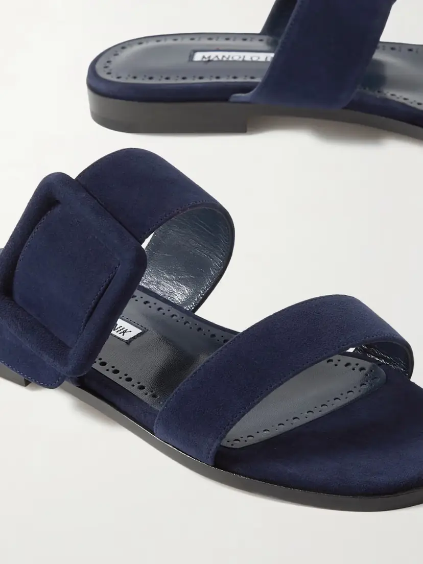 Manolo Blahnik Tituba Buckled Suede Sandals | Thumbnail 4
