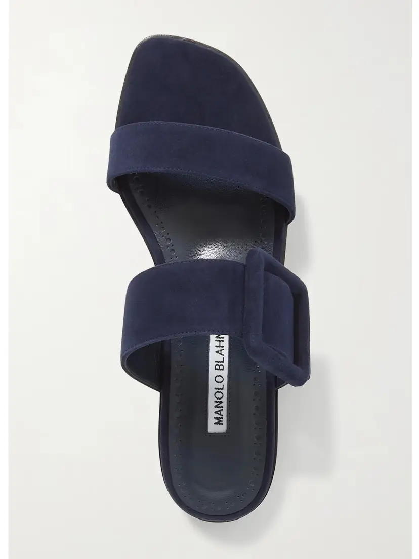 Manolo Blahnik Tituba Buckled Suede Sandals | Thumbnail 5
