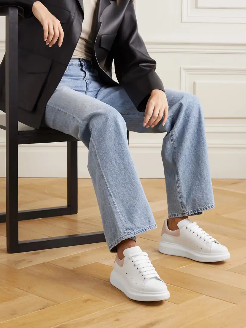 Alexander McQueen Suede-trimmed Leather Exaggerated-sole Sneakers | Thumbnail 2 Alexander McQueen Suede-trimmed Leather Exaggerated-sole Sneakers | Thumbnail 2
