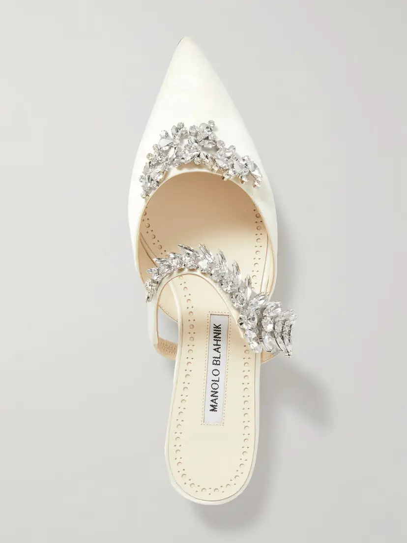 Manolo Blahnik Lurum 45 Crystal-embellished Satin Mules | Thumbnail 5 Manolo Blahnik Lurum 45 Crystal-embellished Satin Mules | Thumbnail 5