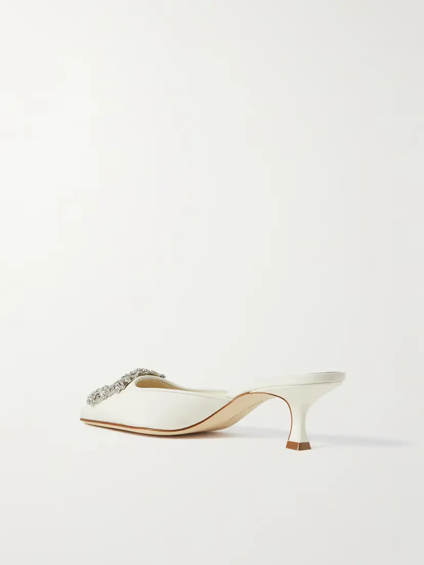 Manolo Blahnik Maysale 50 Buckled Crepe De Chine Mules | Thumbnail 3 Manolo Blahnik Maysale 50 Buckled Crepe De Chine Mules | Thumbnail 3
