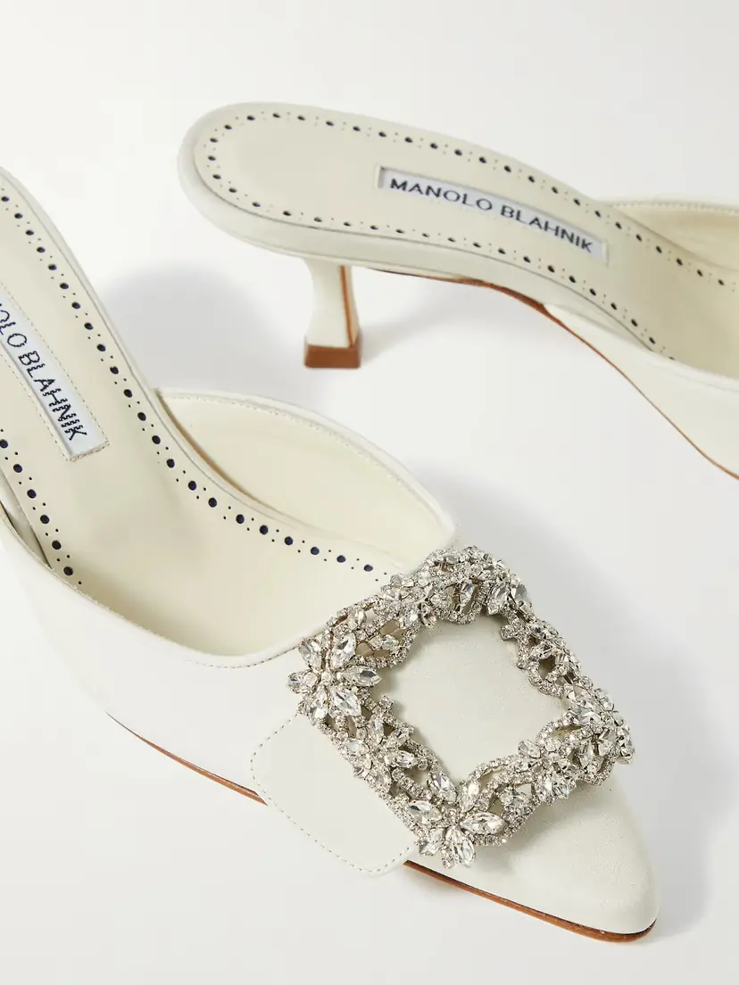 Manolo Blahnik Maysale 50 Buckled Crepe De Chine Mules | Thumbnail 4 Manolo Blahnik Maysale 50 Buckled Crepe De Chine Mules | Thumbnail 4