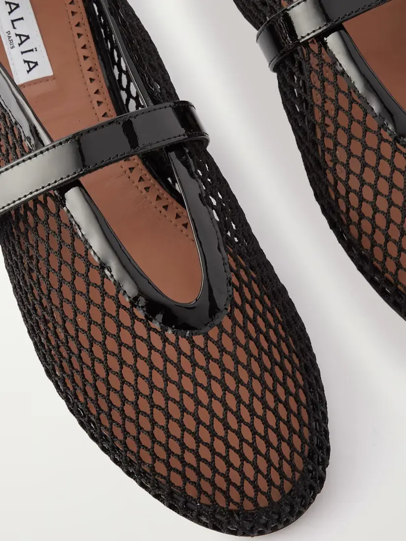 Alaïa Patent Leather-trimmed Mesh Ballet Flats | Thumbnail 4 Alaïa Patent Leather-trimmed Mesh Ballet Flats | Thumbnail 4