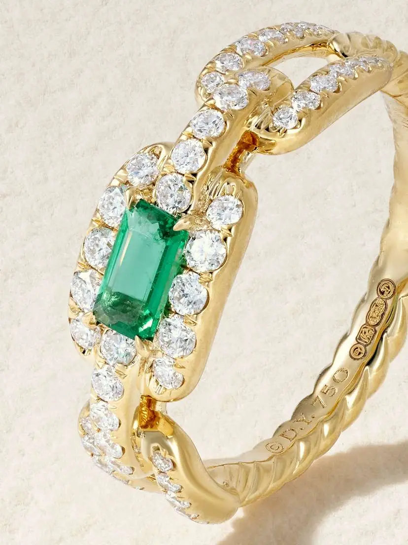 David Yurman Stax 18-karat Gold, Diamond And Emerald Ring | Thumbnail 4 David Yurman Stax 18-karat Gold, Diamond And Emerald Ring | Thumbnail 4