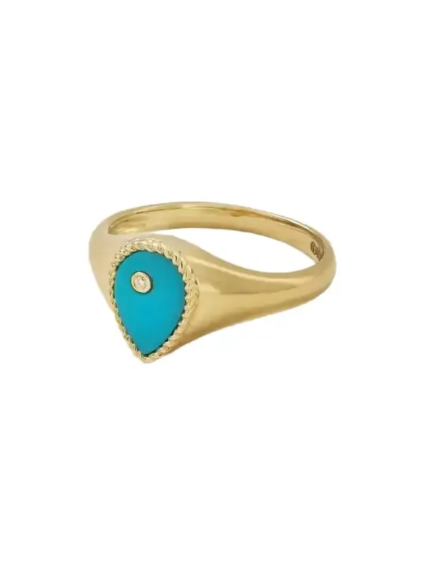 9-karat Gold, Turquoise And Diamond Signet Ring