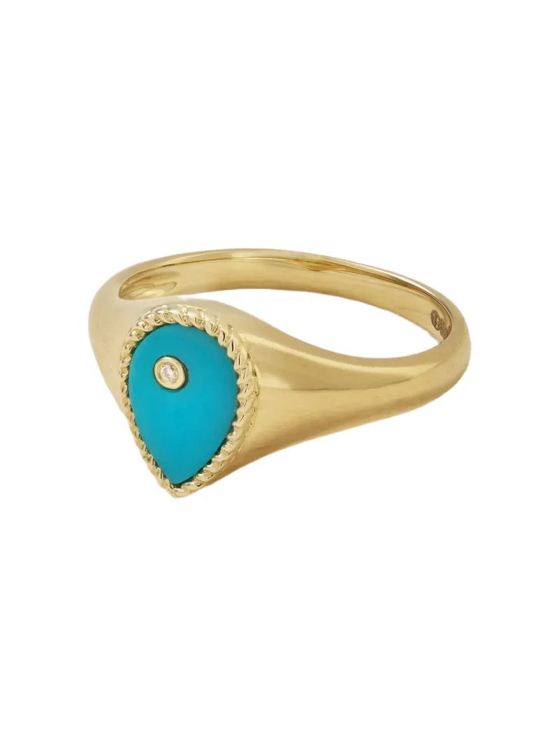 9-karat Gold, Turquoise And Diamond Signet Ring