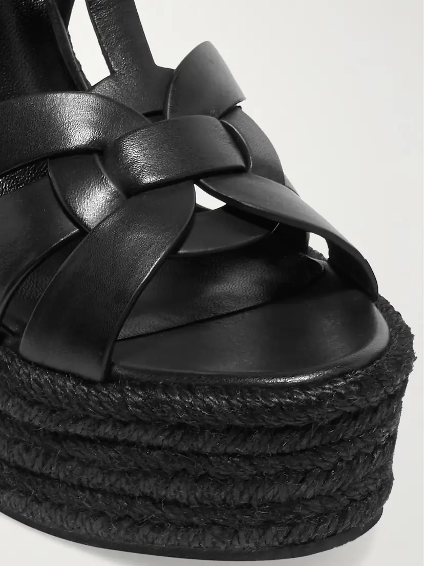 Saint Laurent Tribute Woven Leather Espadrille Wedge Sandals | Thumbnail 4 Saint Laurent Tribute Woven Leather Espadrille Wedge Sandals | Thumbnail 4