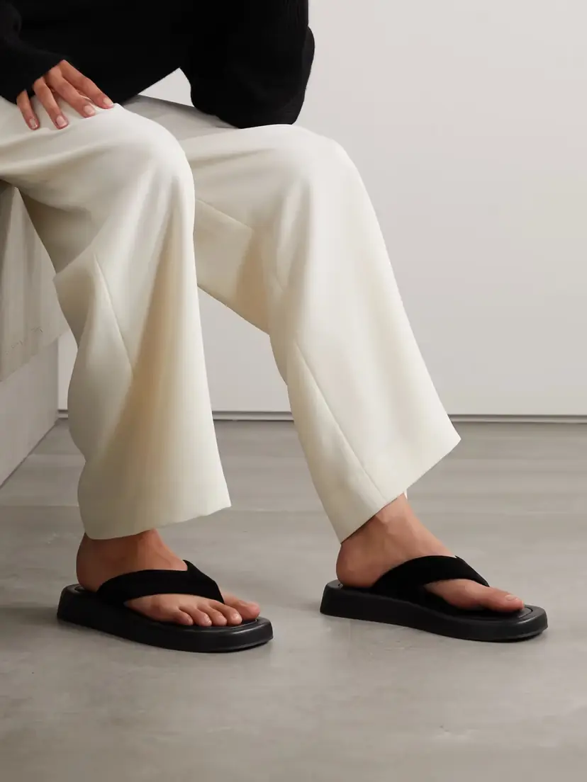 The Row Ginza Leather And Velvet Platform Flip Flops | Thumbnail 2 The Row Ginza Leather And Velvet Platform Flip Flops | Thumbnail 2