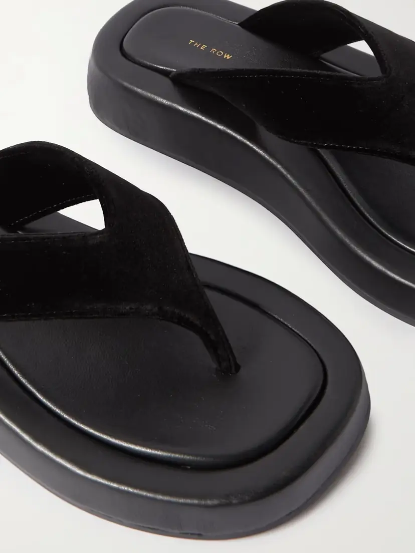 The Row Ginza Leather And Velvet Platform Flip Flops | Thumbnail 4 The Row Ginza Leather And Velvet Platform Flip Flops | Thumbnail 4