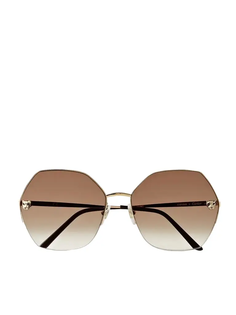 Cartier Eyewear Panthère De Cartier Hexagon-frame Gold-tone Sunglasses | Image 1 Cartier Eyewear Panthère De Cartier Hexagon-frame Gold-tone Sunglasses | Image 1