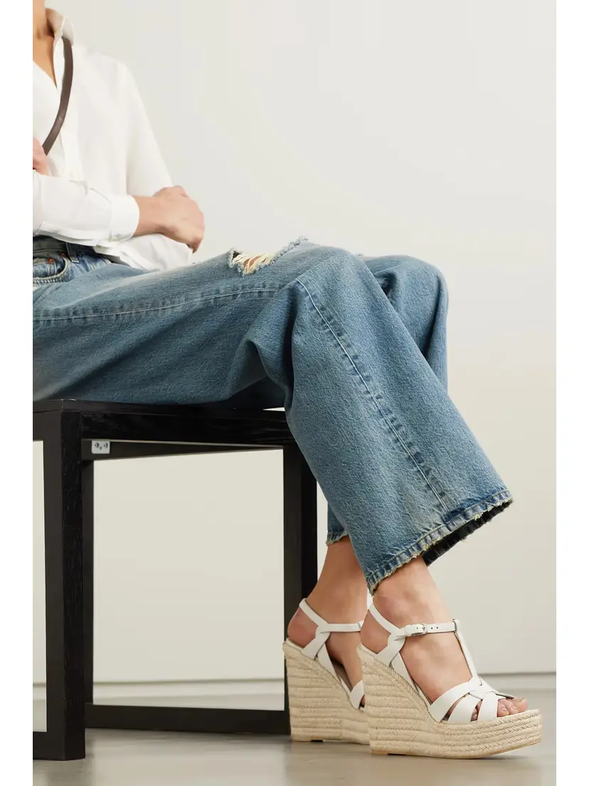 Saint Laurent Tribute Woven Leather Espadrille Wedge Sandals | Thumbnail 2 Saint Laurent Tribute Woven Leather Espadrille Wedge Sandals | Thumbnail 2
