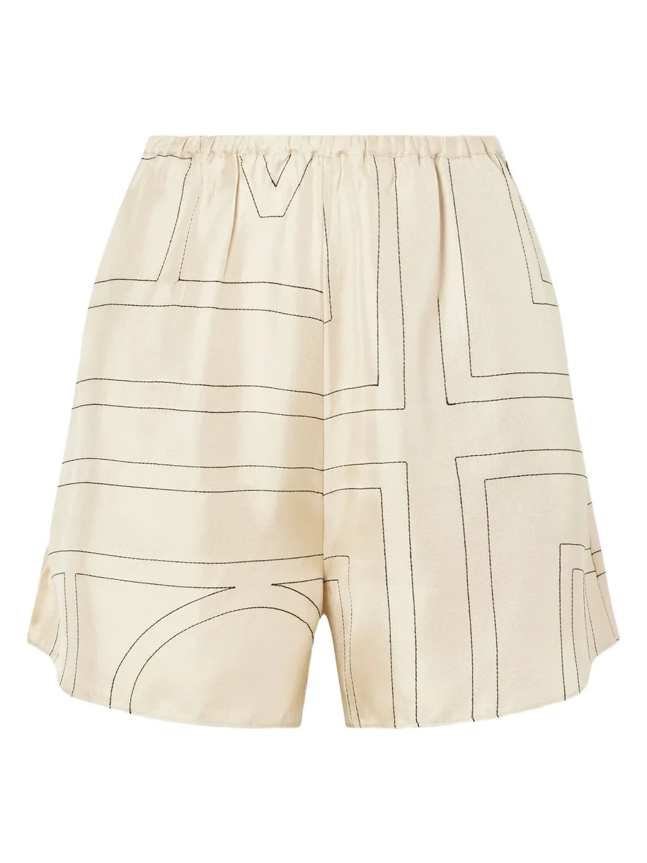 TOTEME Embroidered Silk-twill Shorts