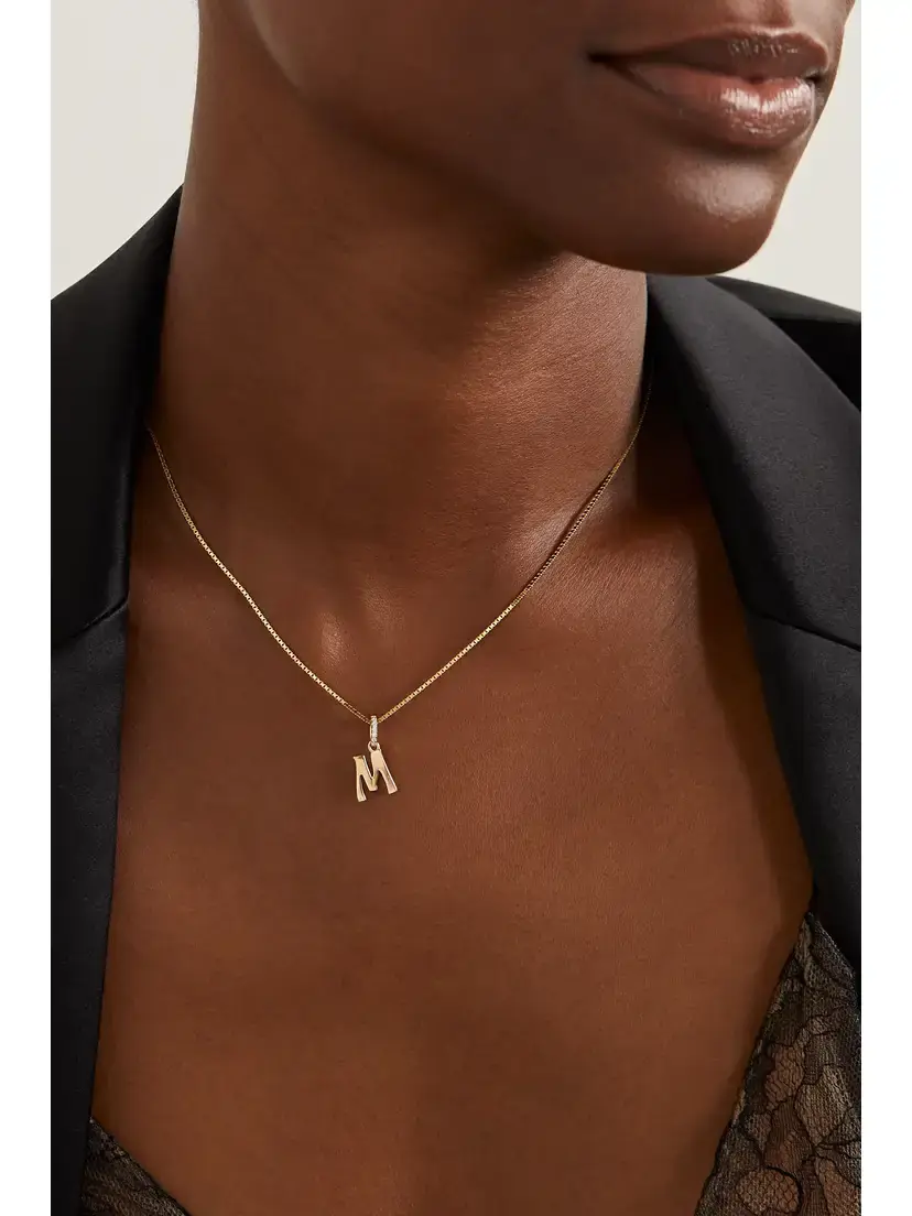 Marlo Laz Initial Charm 14-karat Gold Diamond Necklace | Thumbnail 2 Marlo Laz Initial Charm 14-karat Gold Diamond Necklace | Thumbnail 2