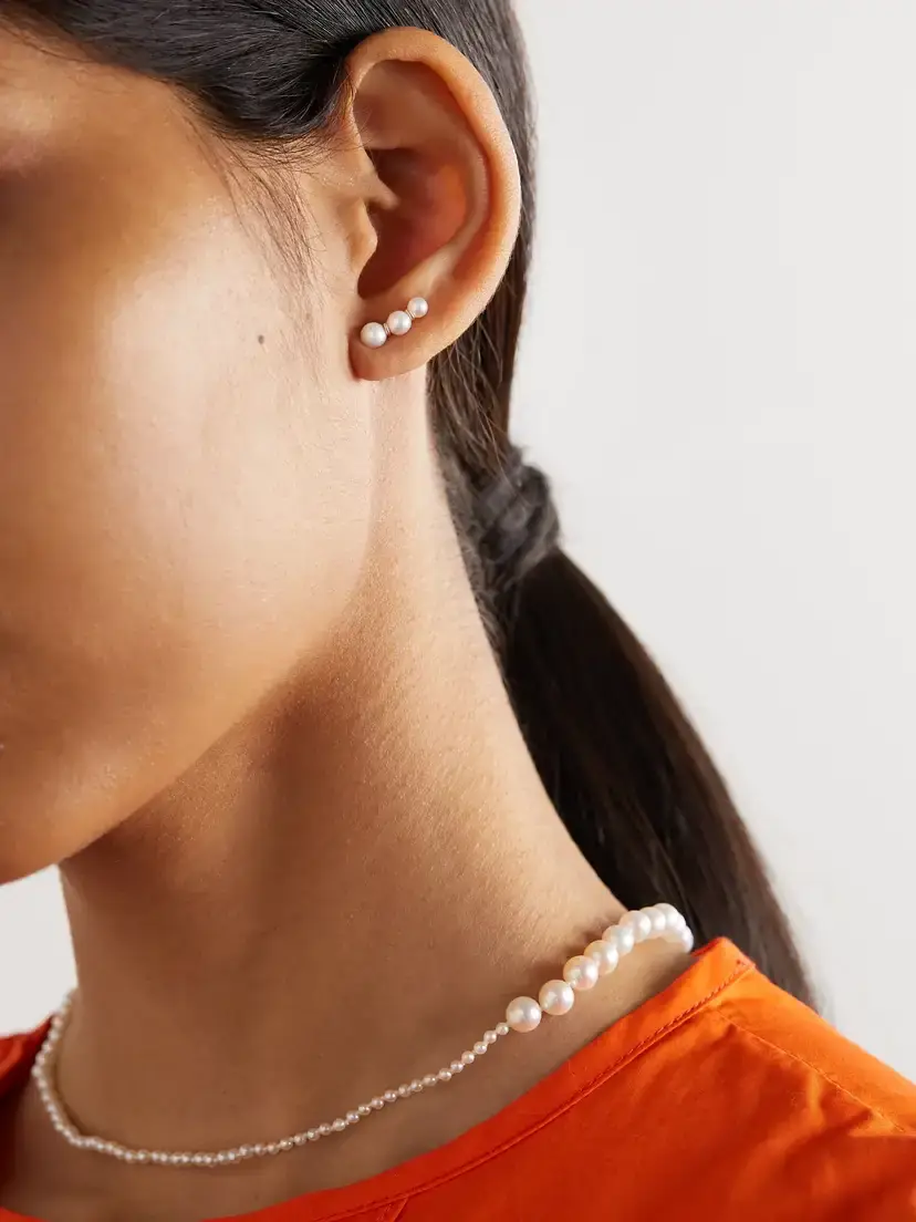 Sophie Bille Brahe Trois Perle 14-karat Gold Pearl Single Earring | Thumbnail 2