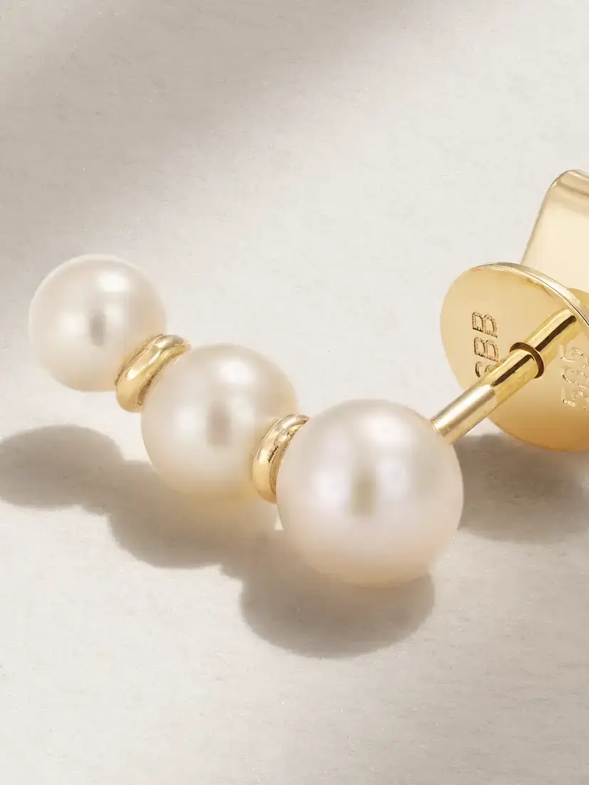 Sophie Bille Brahe Trois Perle 14-karat Gold Pearl Single Earring | Thumbnail 3