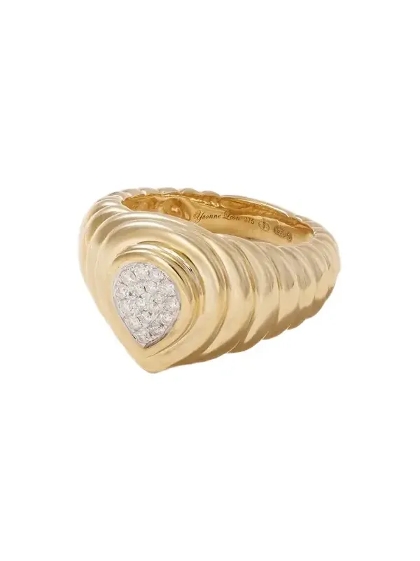 Mini 9-karat Gold Diamond Signet Ring Mini 9-karat Gold Diamond Signet Ring