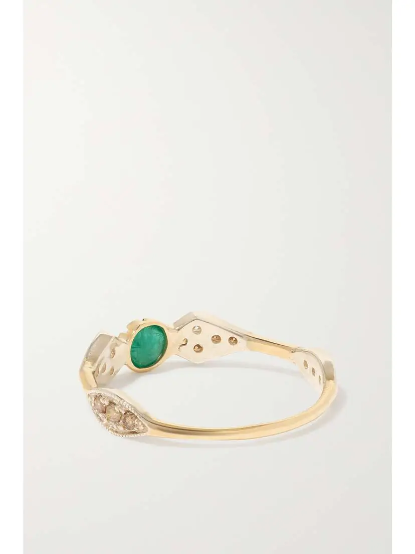 Pascale Monvoisin Adele N°1 9-karat Gold And Sterling Silver, Emerald And Diamond Ring | Thumbnail 3 Pascale Monvoisin Adele N°1 9-karat Gold And Sterling Silver, Emerald And Diamond Ring | Thumbnail 3
