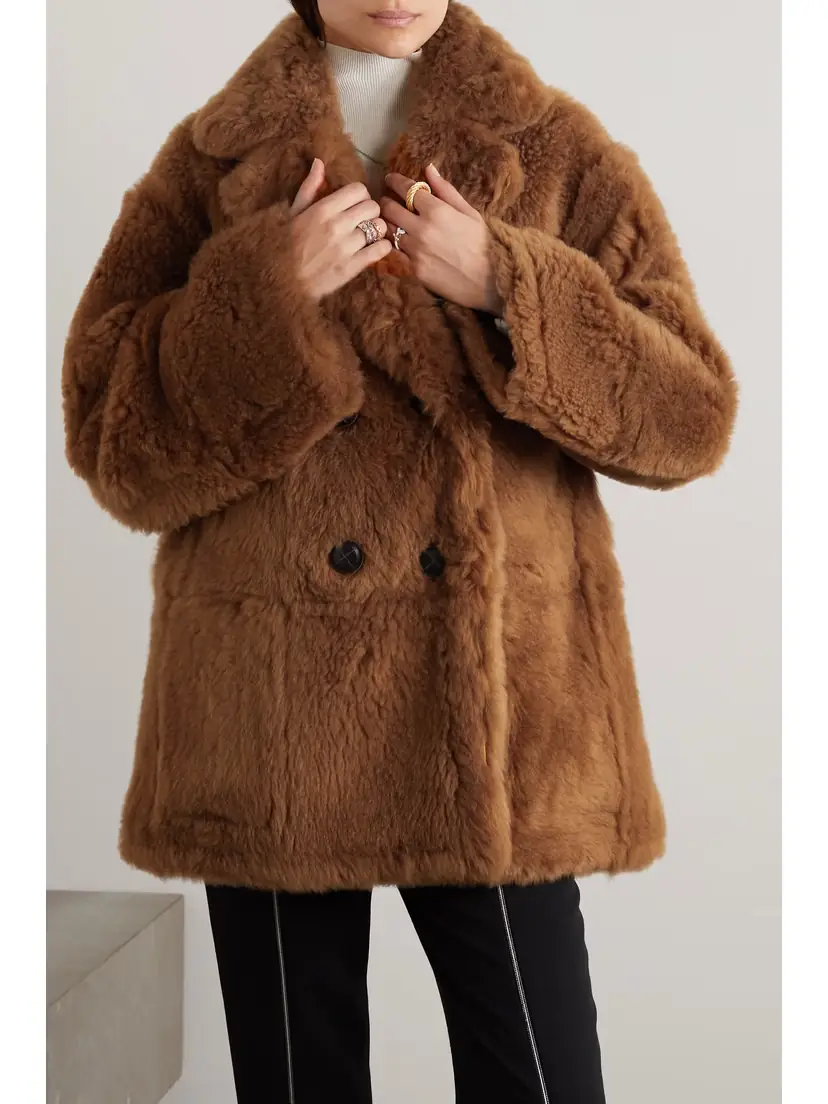 Loro Piana Double-breasted Reversible Shearling And Leather Coat | Thumbnail 3 Loro Piana Double-breasted Reversible Shearling And Leather Coat | Thumbnail 3