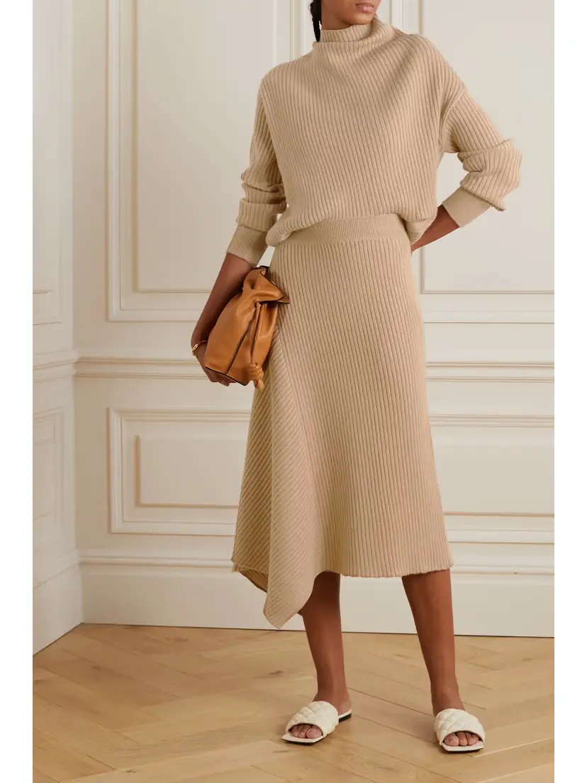 Loro Piana Asymmetric Ribbed Cashmere Midi Skirt | Thumbnail 2 Loro Piana Asymmetric Ribbed Cashmere Midi Skirt | Thumbnail 2