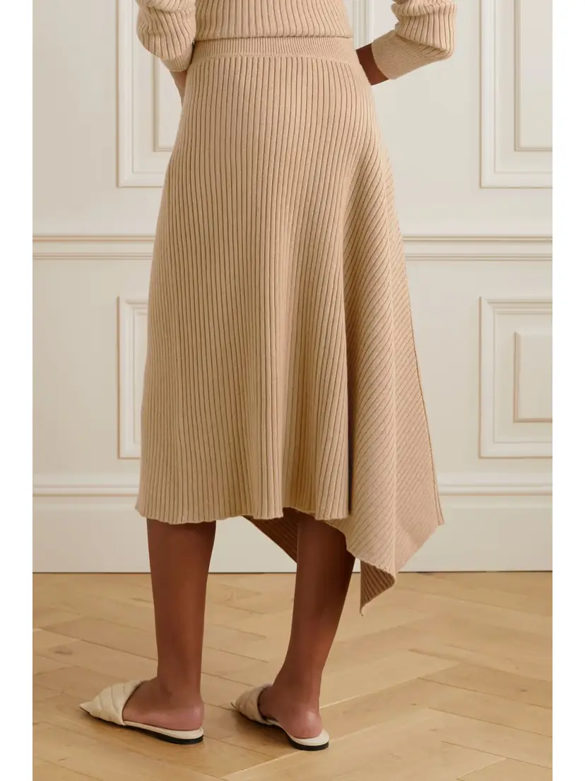 Loro Piana Asymmetric Ribbed Cashmere Midi Skirt | Thumbnail 3 Loro Piana Asymmetric Ribbed Cashmere Midi Skirt | Thumbnail 3